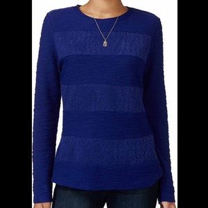 Maison Jules size small top. Color royal blue. Lace knit. Floral design